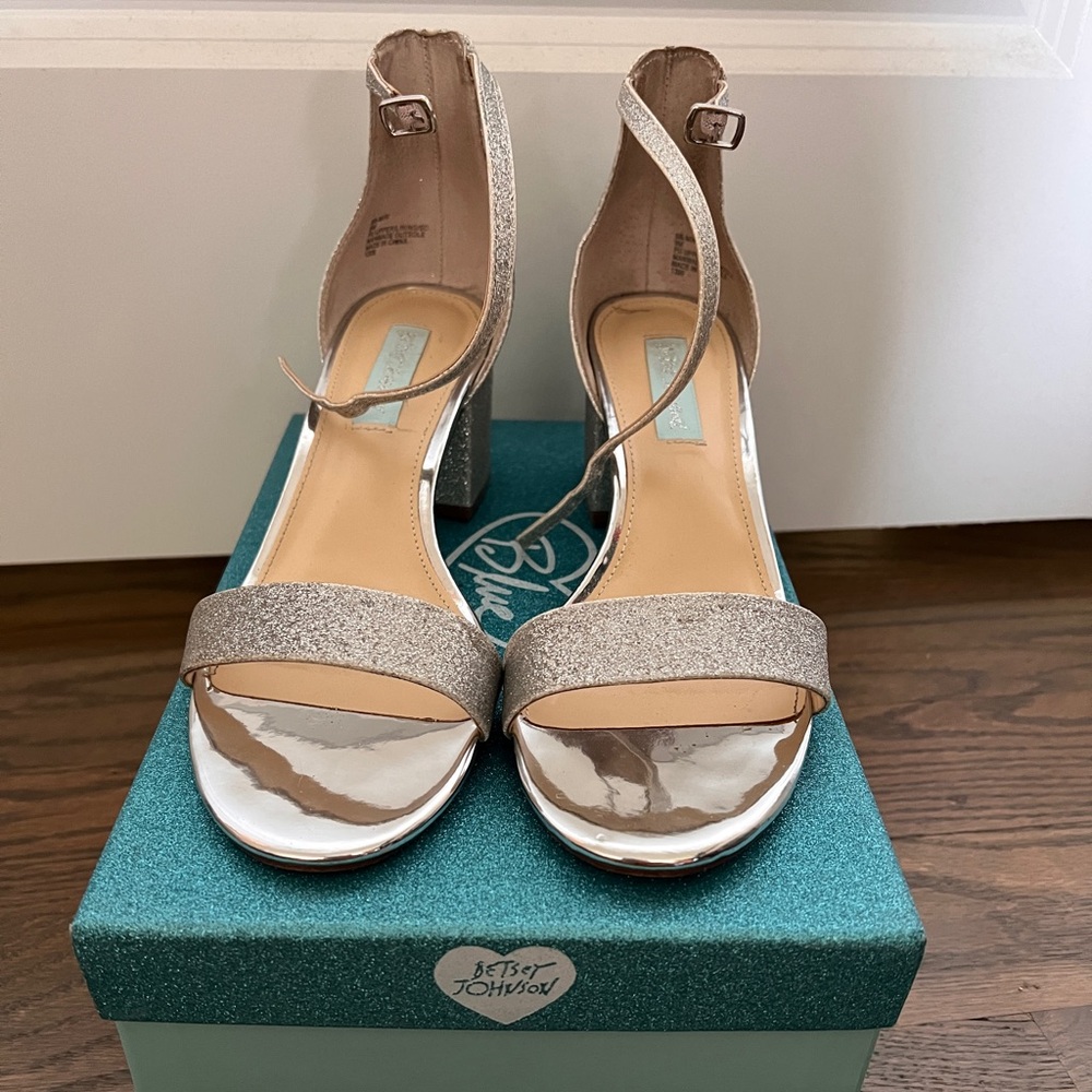 Betsey Johnson Silver Glitter Heels